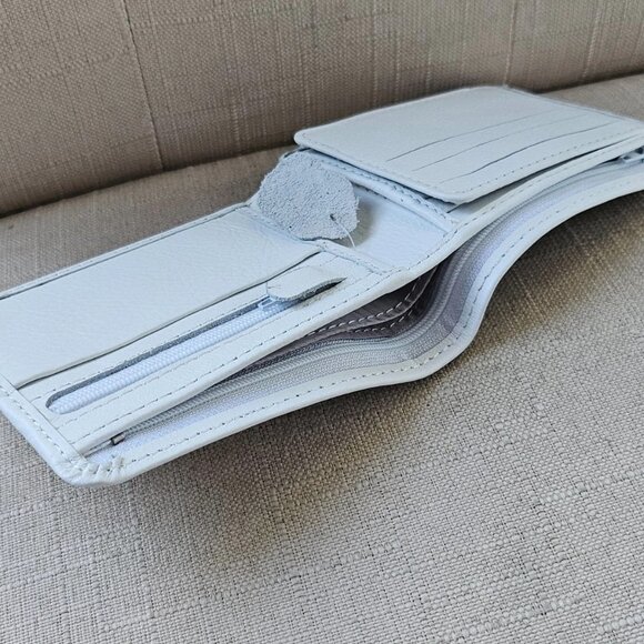 Handmade Wallet White Genuine Leather Bifold Card Holder Moneyfold Purse - Picture 4 of 11